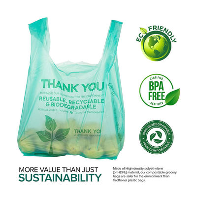 Guter Preis 100% kompostierbar, nachhaltig, Maisstärke, umweltfreundlich, frisches Obst, Gemüse, Verpackung, biologisch abbaubarer Plastik-T-Shirt-Tasche Online